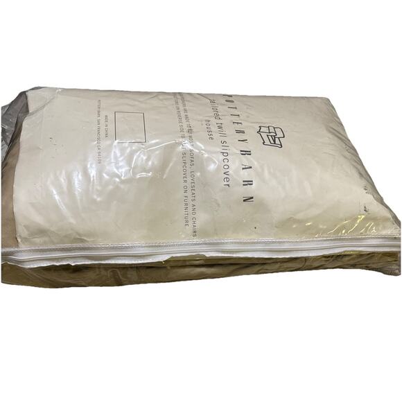 Pottery Barn Tailored Twill Small Sofa Canvas Cream Loose-Adjust SlipCover New  - Picture 13 of 16